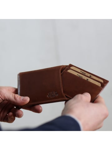 SID & VAIN Leder-Geldbörse echt Leder Geldbeutel groß hell-braun in braun