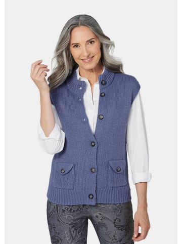 GOLDNER Strickweste Strickweste mit aufgesetzten Taschen in schieferblau