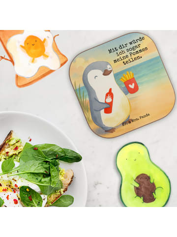 Mr. & Mrs. Panda Untersetzer Pinguin Pommes Design mit Spruch in Weiß
