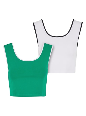 Urban Classics Urban Classics Cropped T-Shirts in froggreen/white+white/black