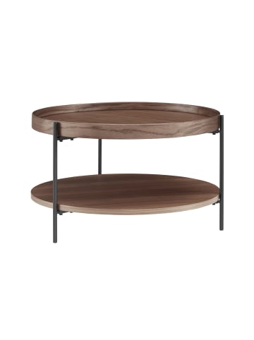 SalesFever Couchtisch-Set mit je 2 Ablagen Metallgestell Schwarz Holzfurnier in Walnuss