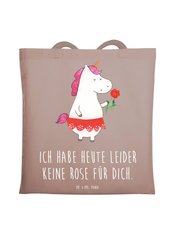 Mr. & Mrs. Panda Schultasche Einhorn Dame mit Spruch in Braun Pastell