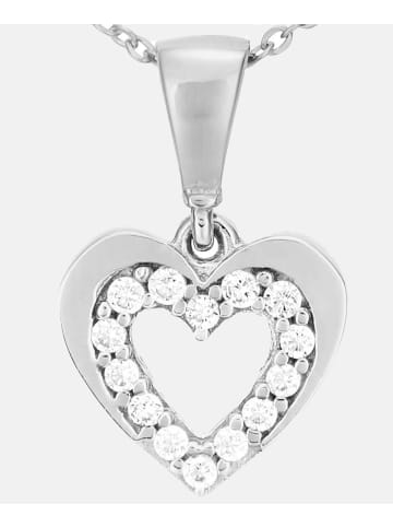 Vanlere Halskette mit Anhänger aus 375 Weißgold mit Zirkonia Herz-Design