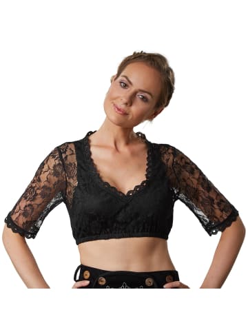 tectake Dirndlbluse mit halblangen Ärmeln, schwarz
