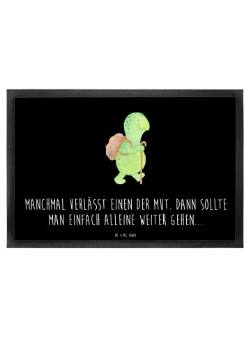 Mr. & Mrs. Panda Fußmatte Schildkröte Wanderer mit Spruch in Schwarz