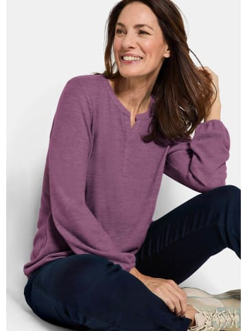 GOLDNER Elegante Bluse mit Zierblende, Rundhals in beere