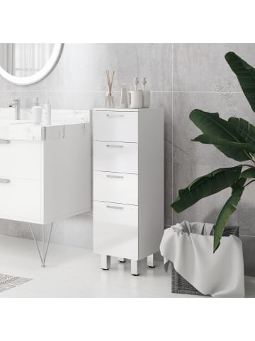 Kleankin Badezimmerschrank-30L x 30B x 93H cm-Weiß