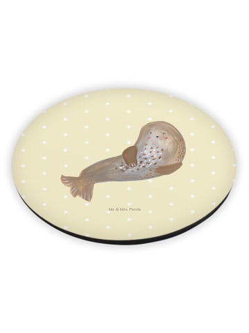 Mr. & Mrs. Panda Kühlschrankmagnet Robbe Lachen ohne Spruch in Gelb Pastell