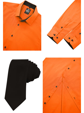 Rusty Neal Hemd mit Krawatte 2er Set in Orange