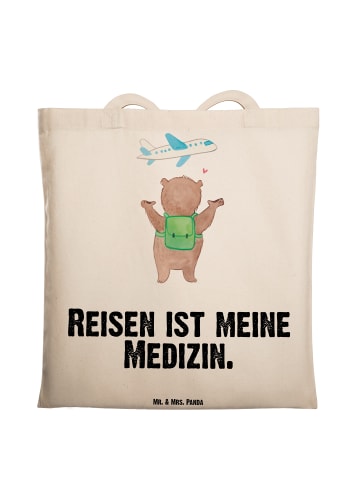 Mr. & Mrs. Panda Jutebeutel Bär Reisen mit Spruch in Creme