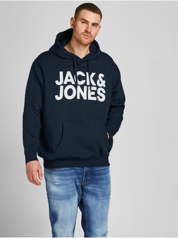 Jack & Jones Hoodie mit Logo Print JJECORP Kapuzen Pullover in Navy