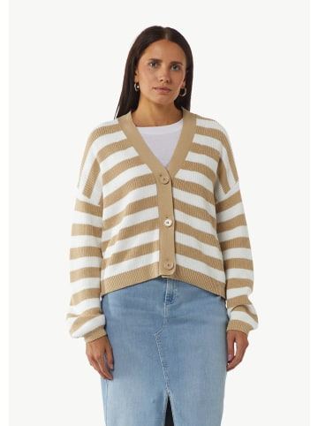 comma CI Strickjacke langarm in Braun-weiß