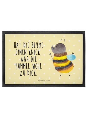 Mr. & Mrs. Panda Fußmatte Hummel flauschig mit Spruch in Gelb Pastell