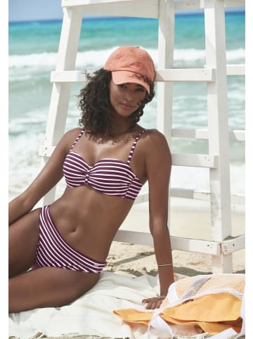 Venice Beach Bügel-Bandeau-Bikini-Top in bordeaux-weiß