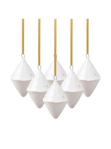 like. by Villeroy & Boch 6er Set Ornamente Doppelkegel Winter Glow in Beige in beige