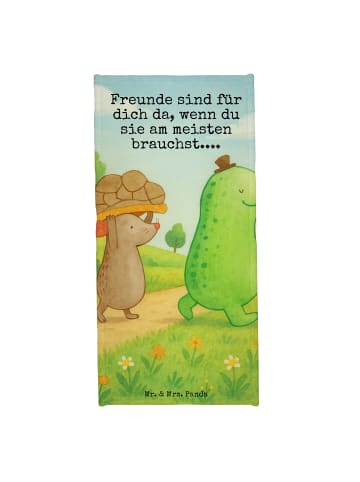 Mr. & Mrs. Panda Saunahandtuch Schildkröte Maus Design mit Spruch in Gelb Pastell