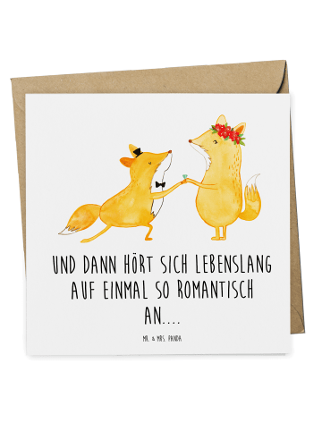 Mr. & Mrs. Panda Einladungskarte Füchse Hochzeit mit Spruch in Weiß