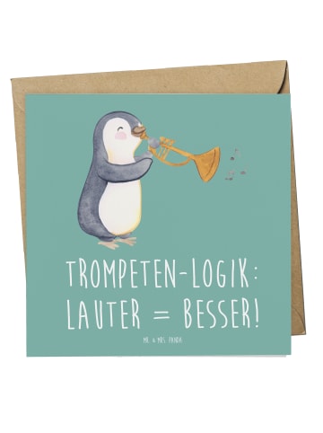 Mr. & Mrs. Panda Deluxe Karte Trompeten Weisheit mit Spruch in Meeresbrise