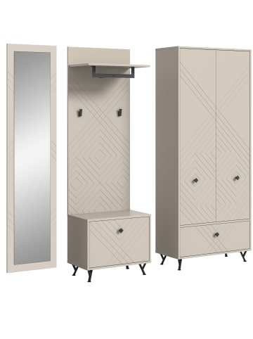 xonox.home Garderobenkombination  (B/H/T: 215x190x35 cm) in sandbeige