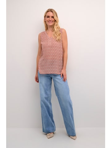 Kaffe Ärmellose Bluse KAamber Regular fit in Dusty red / chalk leaf