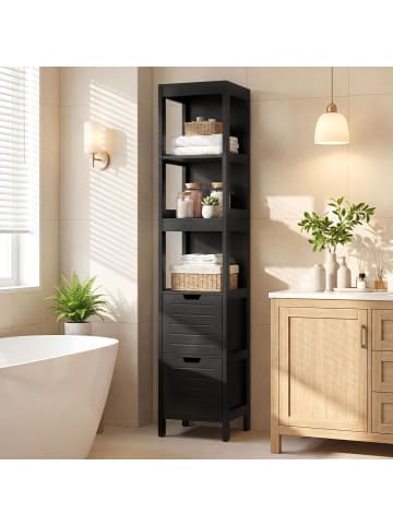 COSTWAY Hochschrank Bad 145cm in Schwarz