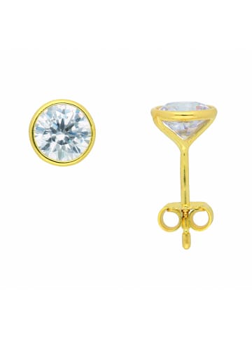 Adeliás Damen 333 Gold Ohrringe / Ohrstecker mit Zirkonia Ø 6 mm in gold