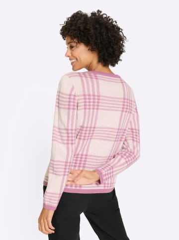 Sieh an! Rundhals-Pullover in orchidee-ecru-gemustert