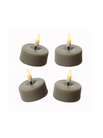 Deluxe Homeart 4x LED Mini Teelichter Mia flackernd mit Batterien D: 3,5cm in sand