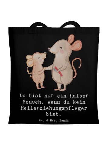 Mr. & Mrs. Panda Shopping Tasche Heilerziehungspfleger Herz mit ... in Schwarz