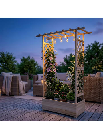 relaxdays Pflanzkasten-Rankgitter in Natur - (B)110 x (H)183 x (T)44 cm