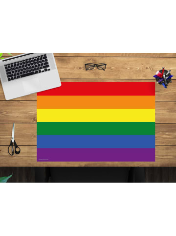 cover-your-desk.de  Schreibtischunterlage "Flagge Regenbogen" in Beige (L)60 x (B)40