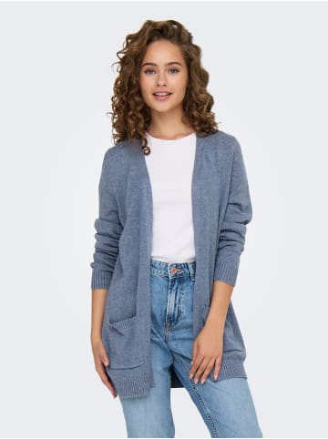 ONLY Lange Stretch Strickjacke Cardigan Mantel mit Taschen ONLLESLY in Dunkelblau