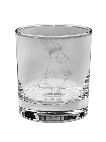 Mr. & Mrs. Panda Trinkglas Fuchs Blumen ohne Spruch in Transparent