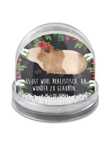 Mr. & Mrs. Panda Schneekugel Meerschweinchen Weisheit mit Spruch in Kreidetafel