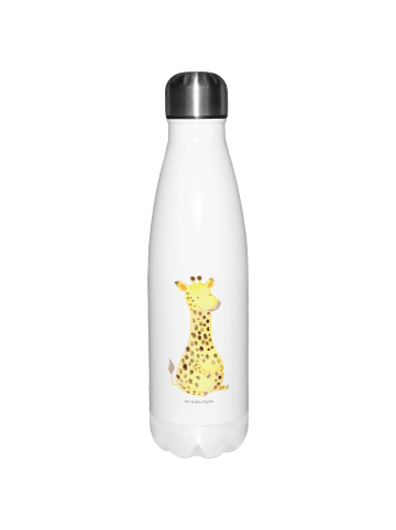Mr. & Mrs. Panda Thermosflasche Giraffe Zufrieden ohne Spruch in Weiß