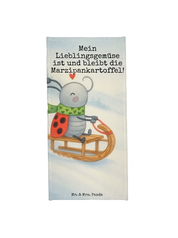 Mr. & Mrs. Panda Badehandtuch Smörle Rodeln Design mit Spruch in Eisblau
