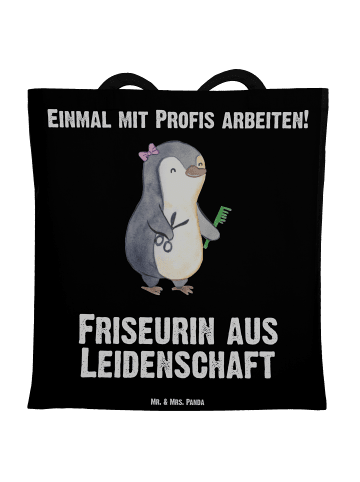 Mr. & Mrs. Panda baumwollbeutel Friseurin Leidenschaft mit Spruch in Schwarz