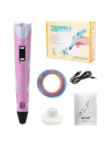 Wisam® 3D Drucker Stift Set Rosa für Kinder Erwachsene mit 3 Farben 1.75mm