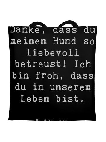 Mr. & Mrs. Panda Strandtasche Spruch Danke Hundesitter mit Spruch in Schwarz