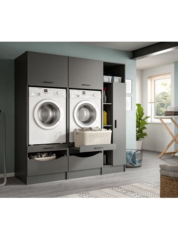 Inn.Furn Waschmaschinenschrank grau Set 3-teilig 182 x 195 cm, Waschmaschinenumbau