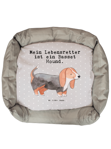 Mr. & Mrs. Panda Hundecouch Basset Hound Lebensretter mit Spruch in Grau Pastell