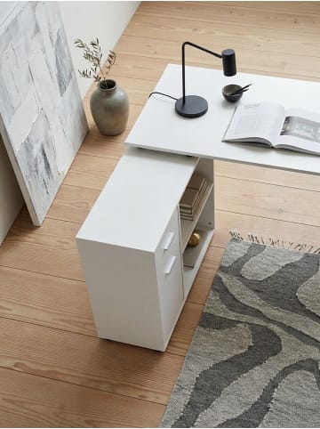KADIMA DESIGN Design Eckschreibtisch mit Regal 120 x 75,5 x 106,5 cm, Moderner in Weiß