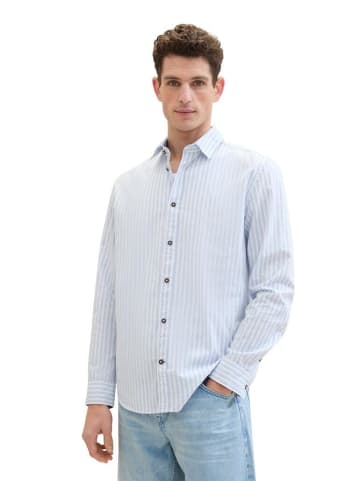 Tom Tailor Langarmhemd in blue white dobby stripe