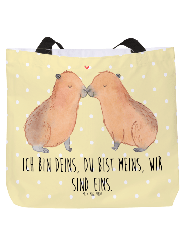 Mr. & Mrs. Panda Tasche Capybara Liebe mit Spruch in Gelb Pastell