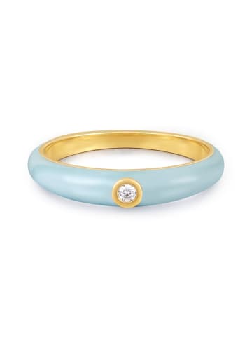 Glanzstücke München Ring Sterling Silber gelbgold Zirkonia weiß Emaille blau in gelbgold