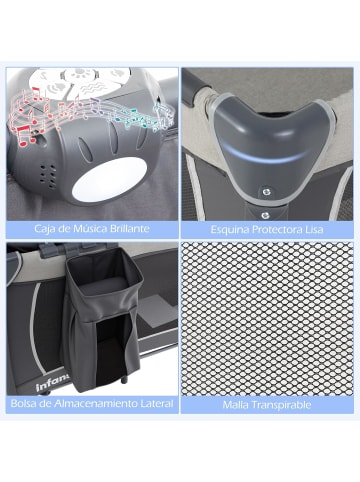 COSTWAY 5 in 1 Beistellbett Baby bis 36 Monaten in Grau