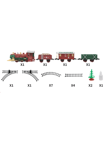 Weihnachtsbahn mit echtem Dampf in Mehrfarben, 125 cm