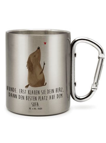 Mr. & Mrs. Panda Edelstahltasse Hund Liebe mit Spruch in Silber