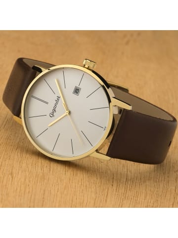 Gigandet Quarzuhr "MINIMALISM" in Braun/Gold/Weiß