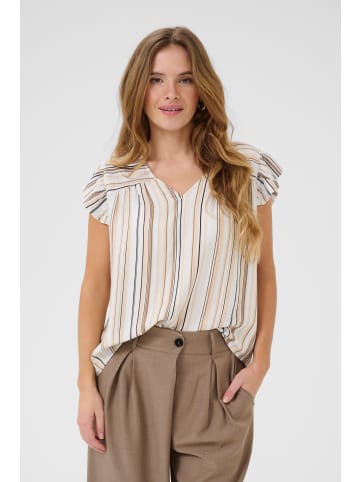 CULTURE Kurzarm-Bluse CUpella Relaxed fit in Blue/Brown Stripe